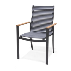Fauteuil de jardin Dora en aluminium gris anthracite/bois d'eucalyptus