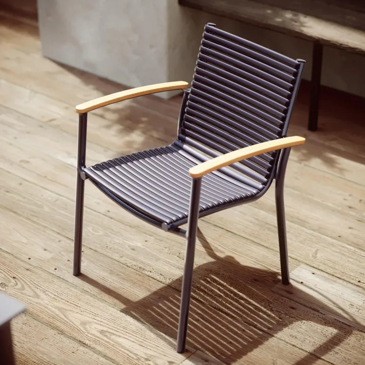Fauteuil de jardin Dora en aluminium gris anthracite/bois d'eucalyptus