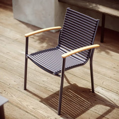 Fauteuil de jardin Dora en aluminium gris anthracite/bois d'eucalyptus