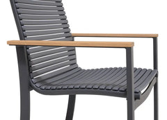 Fauteuil de jardin Dora en aluminium gris anthracite/bois d'eucalyptus