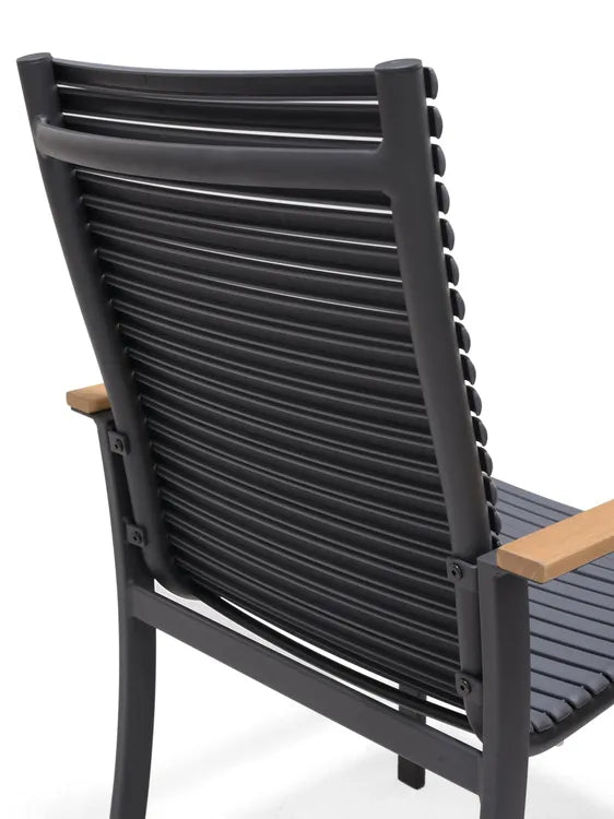 Fauteuil de jardin Dora en aluminium gris anthracite/bois d'eucalyptus