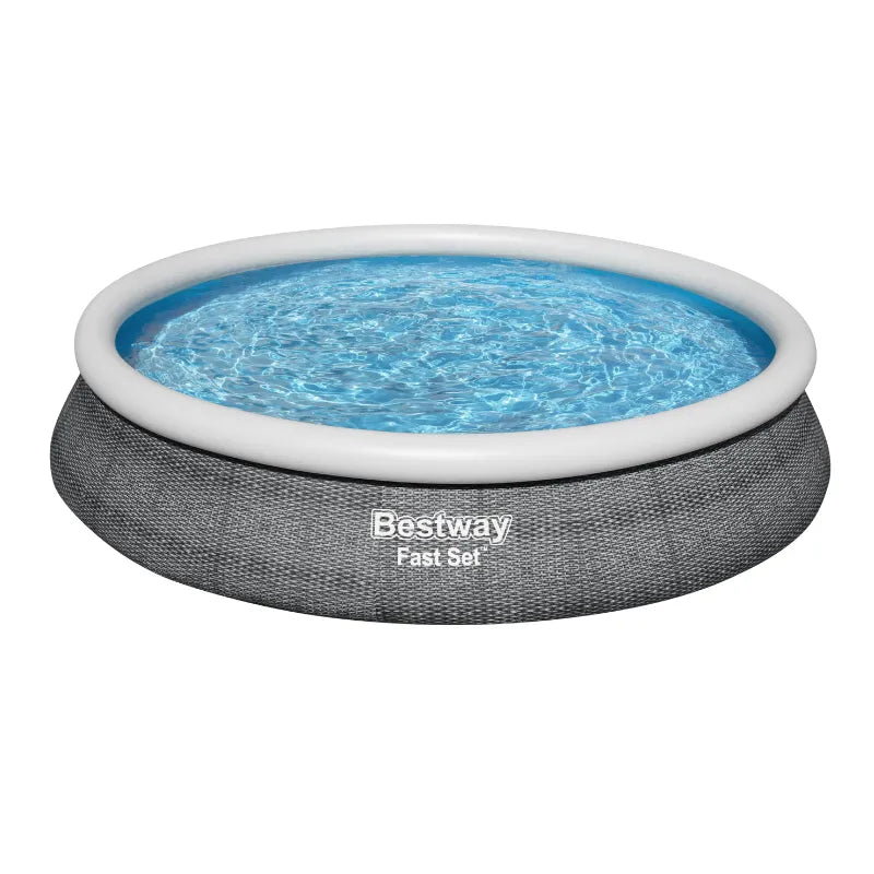 Piscine gonflable ronde + filtre Bestway Fast Set 457 x 84 cm effet rotin