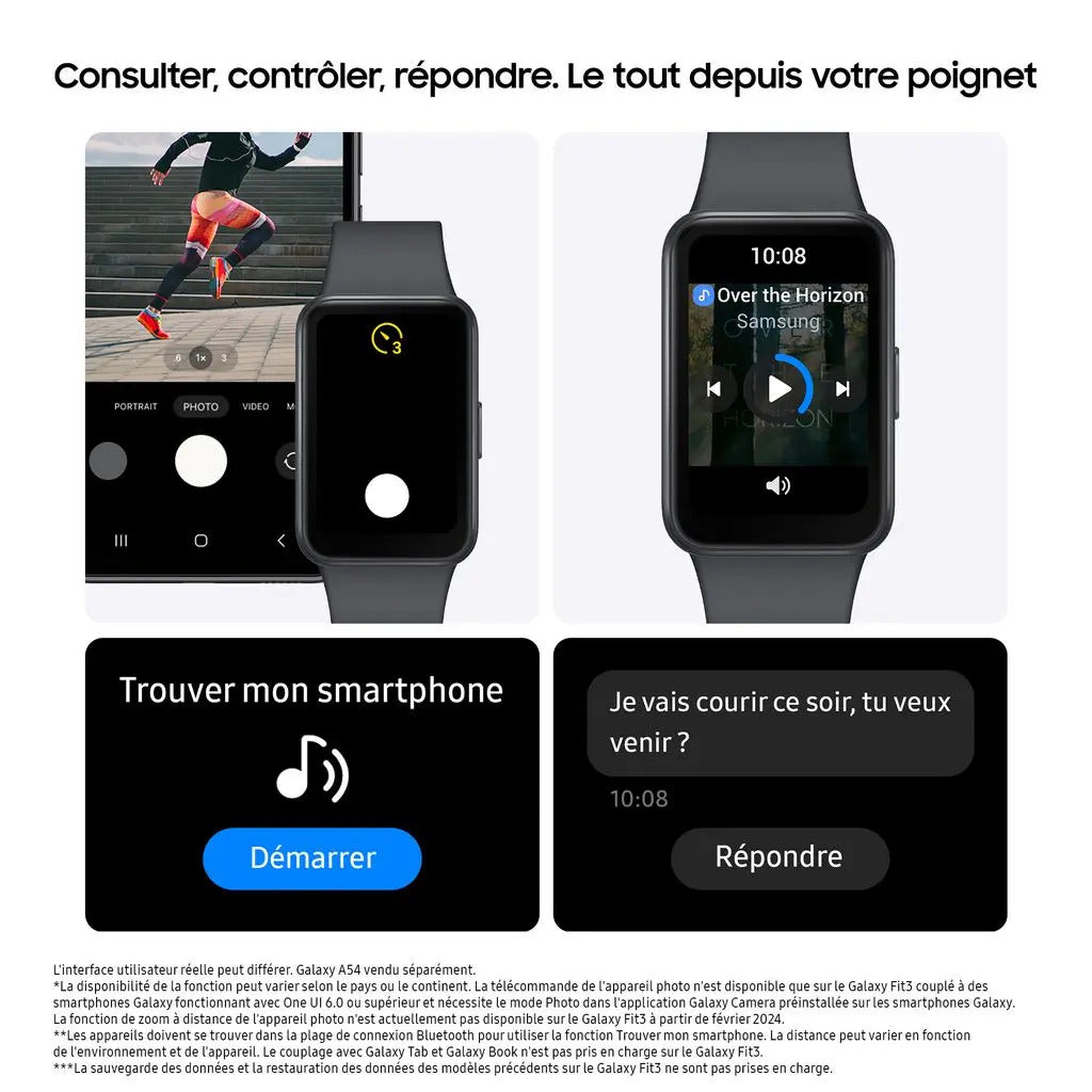 Samsung Galaxy Fit3 Gris - Montre Connectée Sport et Bien-être AMOLED 1,6"